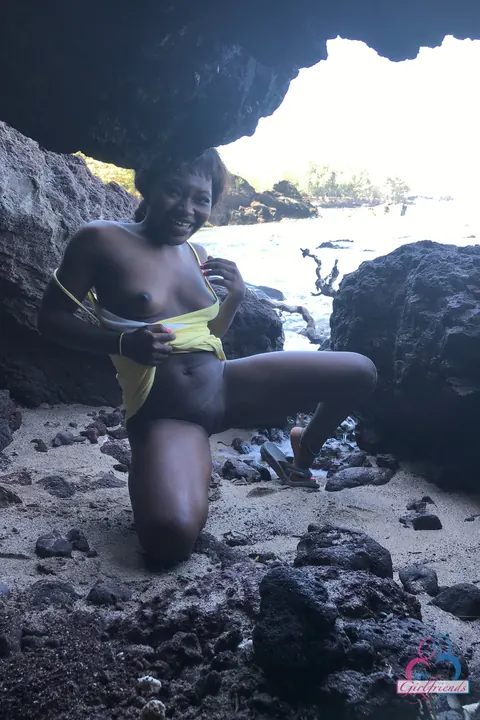 Noemie Bilas: Petite Ebony Babe Strips and Spreads Outdoors – photo 18 of 21