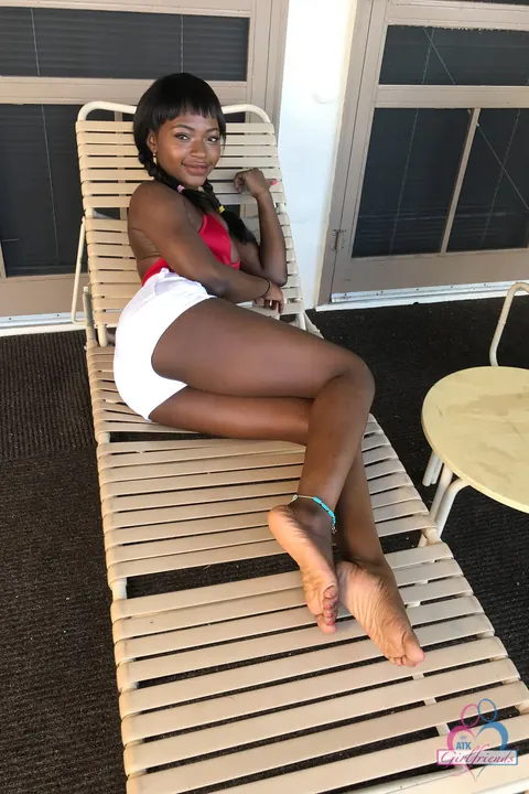 Noemie Bilas: Petite Ebony Babe Strips and Spreads Outdoors – photo 8 of 21