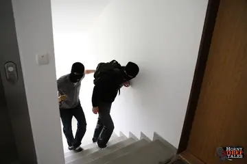 European Redhead in Jeans Sucks and Rides Masked Men