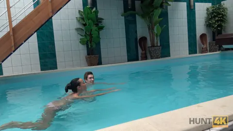 Anna Rose: Busty British Brunette Has a Threesome by the Pool After Skinny Dip – photo 1 of 12
