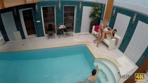 Anna Rose: Busty British Brunette Has a Threesome by the Pool After Skinny Dip – photo 8 of 12