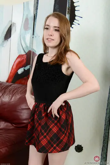 Alice Merchesi – Petite Redhead Lifts Her Skirt and Spreads Her Hairy Pussy