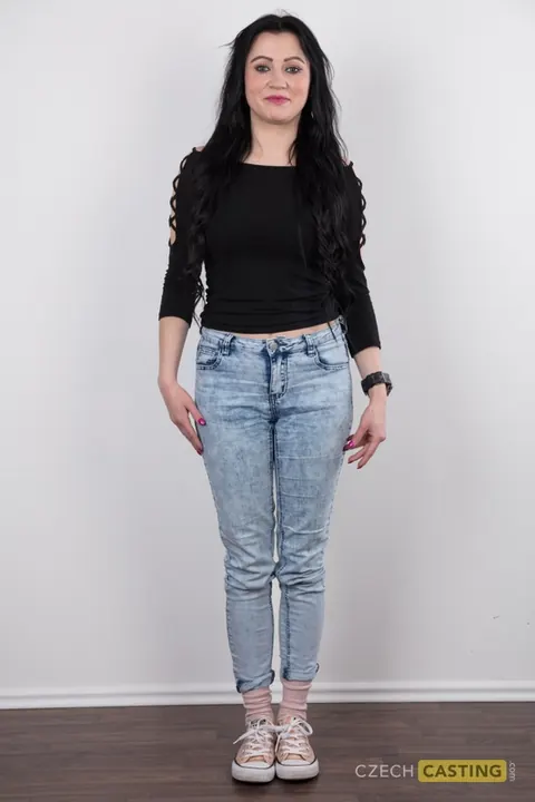 Busty Czech Brunette Strips Out of Her Jeans and Top to Spread – photo 2 of 20