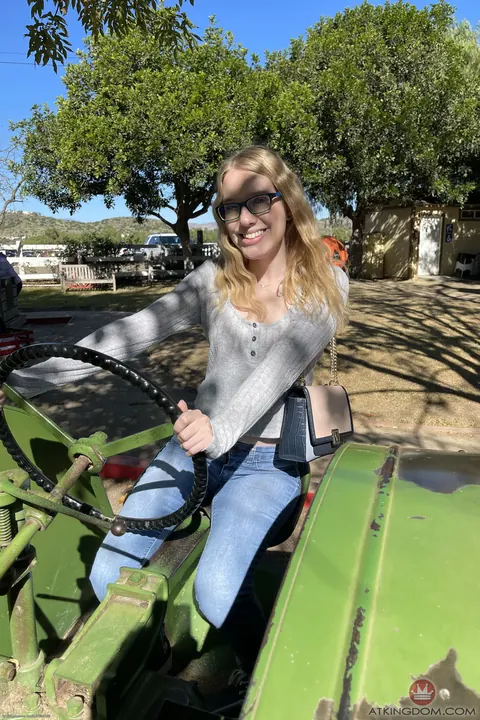 Kallie Taylor: Petite Blonde in Jeans and Glasses Spreads Her Hairy Pussy – photo 16 of 21