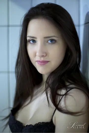 European Brunette in Lingerie Pulls Her Panties Aside