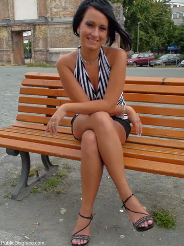 Tall Czech MILF Bound and Toyed in a Public Outdoor Setting