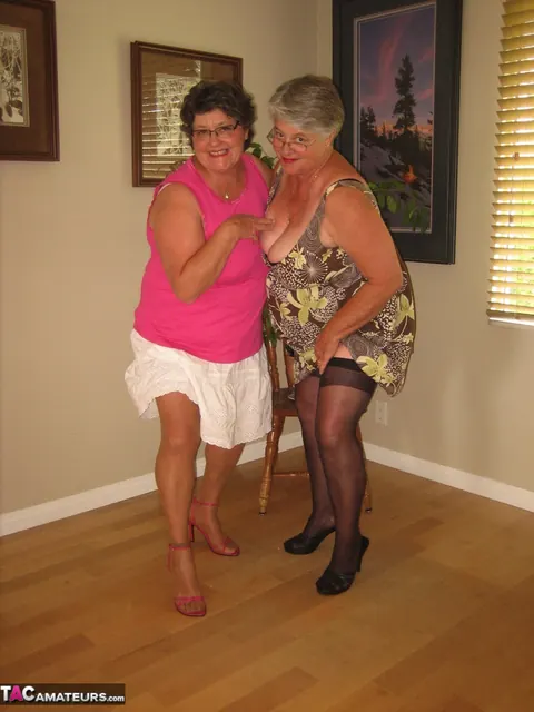 Two Busty BBW Women Kiss and Free Their Boobs in Girdles – photo 2 of 20