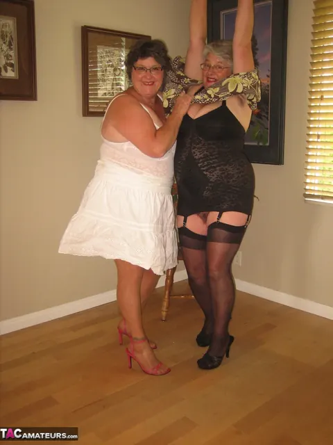 Two Busty BBW Women Kiss and Free Their Boobs in Girdles – photo 9 of 20
