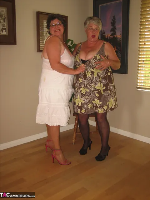 Two Busty BBW Women Kiss and Free Their Boobs in Girdles – photo 7 of 20