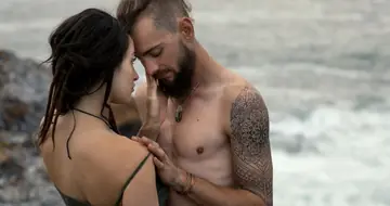 Athletic Brunette with Big Tits Rides Him Outdoors