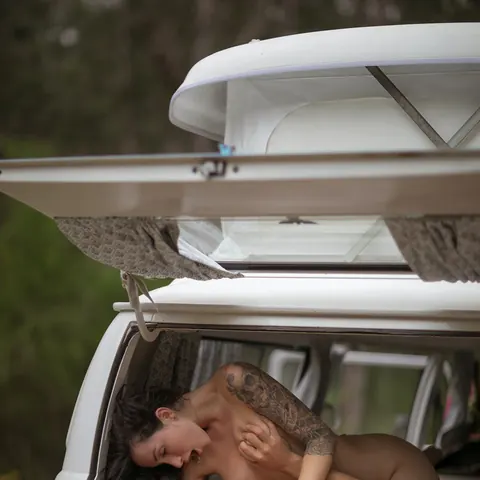 Athletic Brunette with Big Tits Rides Him Outdoors – photo 6 of 9