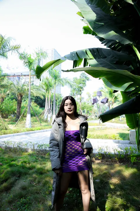 Thick Asian Brunette Flaunts Her Legs in Stockings Outdoors – photo 9 of 21