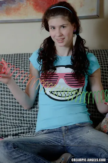 European Babe with Pigtails Takes a Creampie After Cowgirl