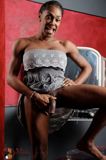 Ebony Trans Woman Peels Off Her Clothes to Show Hard Cock