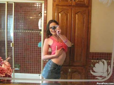 Judy Marie: Brunette Strips Out of Her Bikini and Skirt in the Bathroom Mirror – photo 3 of 12
