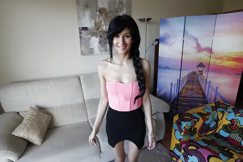 Megan Hot: Tattooed Brunette MILF Strips Off Her Lingerie and Stockings – photo 1 of 16