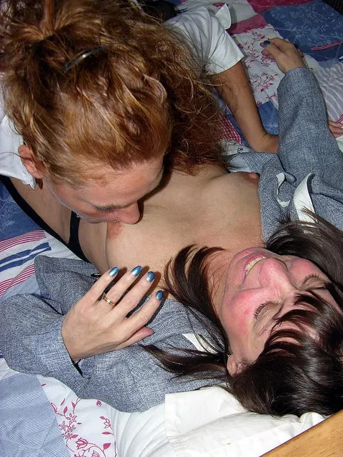Curly Redhead MILFs in Stockings Lick and Finger Each Other – photo 20 of 21