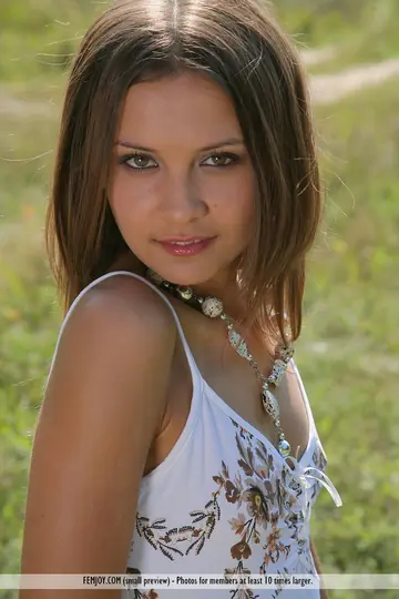 Petite European Brunette Strips Out of Her Skirt in the Forest