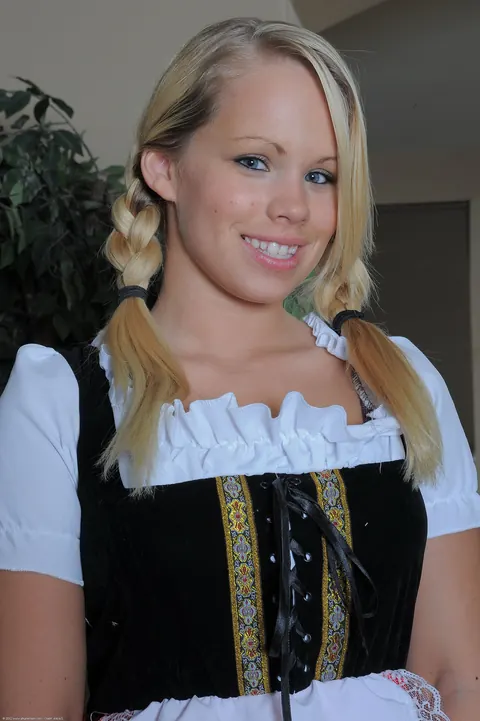 Petite Blonde with Big Natural Tits Spreads Her Legs While Clothed – photo 1 of 21