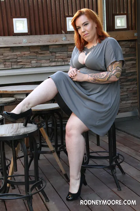 Redhead BBW Flaunts Her Tattooed Curves and Massive Tits Outdoors – photo 1 of 20