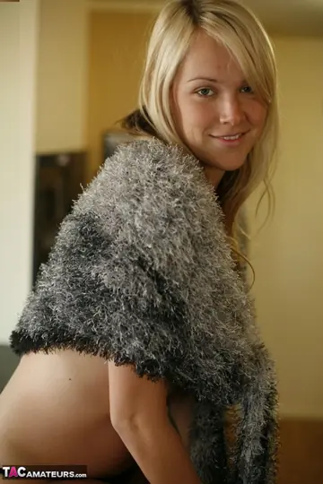 Tall Blonde with Big Natural Tits Flaunts Thong in the Kitchen