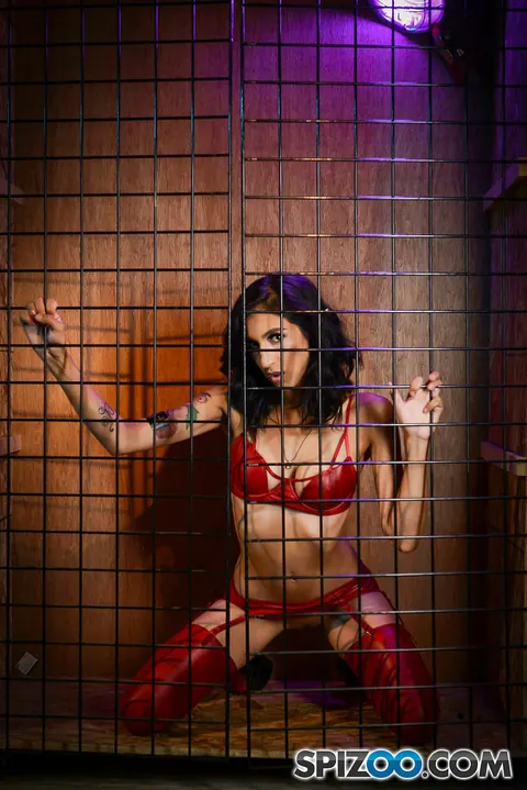 Anna Bell Peaks: Petite Brunette MILF Submits to Lesbian Bondage in Cage – photo 16 of 17