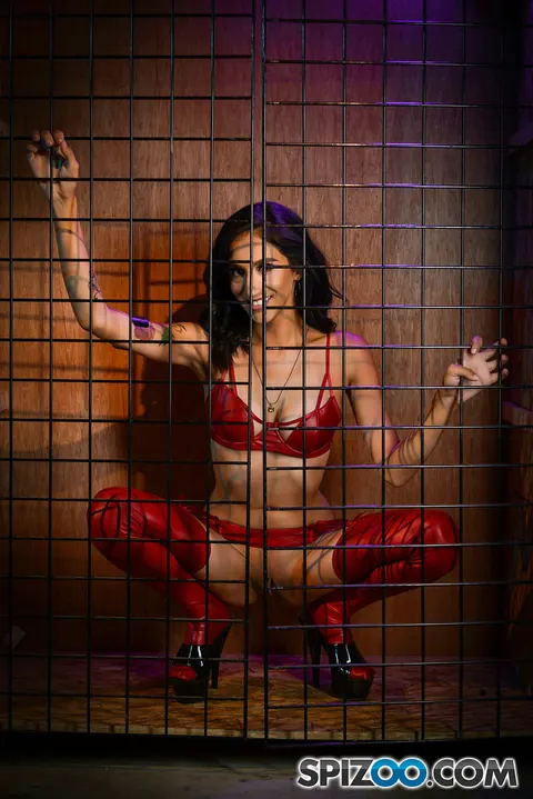 Anna Bell Peaks: Petite Brunette MILF Submits to Lesbian Bondage in Cage – photo 12 of 17