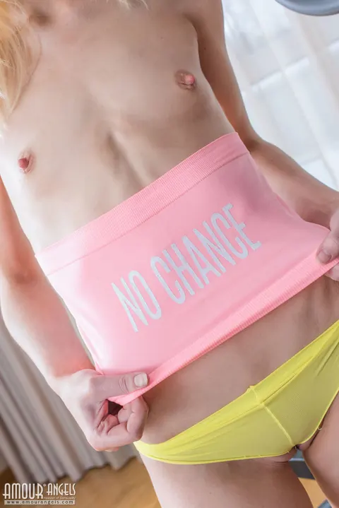 Slim Blonde Strips to Panties and Spreads in the Gym – photo 7 of 20