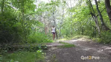 Slim Czech MILF Pisses and Spreads in the Forest