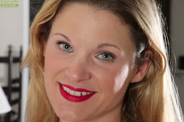 Thick Mature Blonde Lifts Her Skirt and Fingers Her Pussy