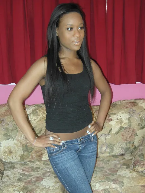 Petite Ebony Beauty Poses Fully Clothed Outdoors – photo 5 of 20