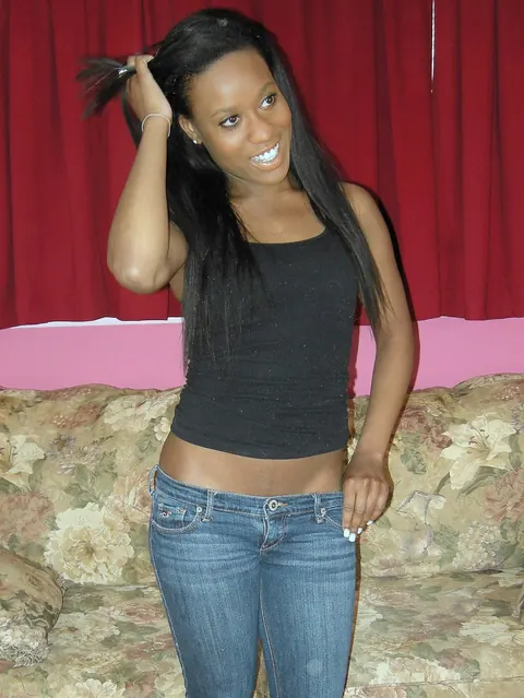 Petite Ebony Beauty Poses Fully Clothed Outdoors – photo 7 of 20
