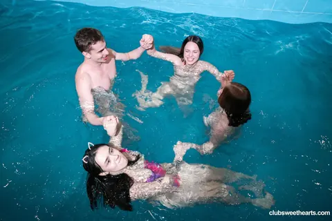 Rihanna Black: European Redhead Gives a Blowjob and Has a Threesome by the Pool – photo 8 of 21