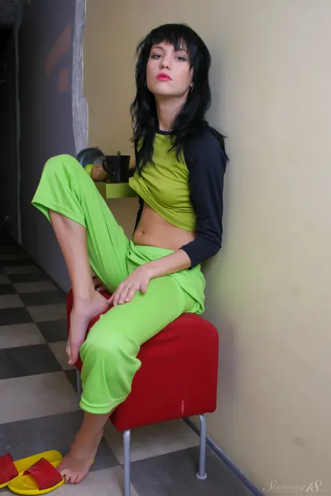 Petite Slim Woman Strips Nude and Spreads Her Pussy – photo 1 of 21