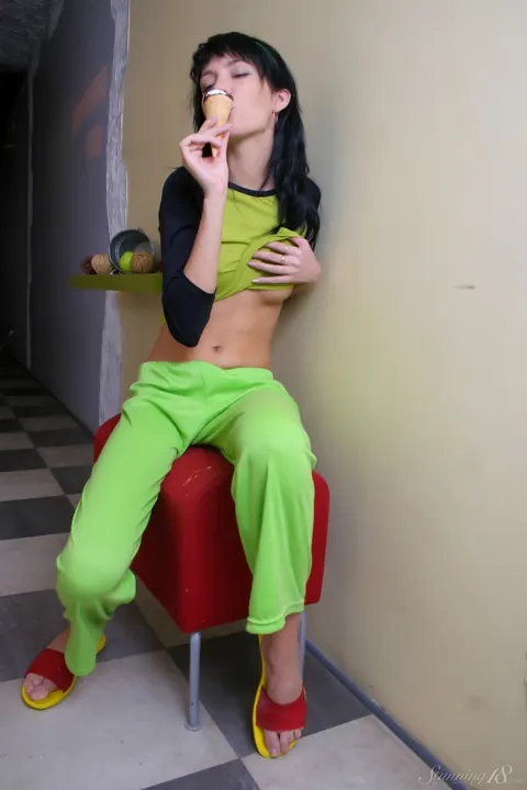 Petite Slim Woman Strips Nude and Spreads Her Pussy – photo 4 of 21