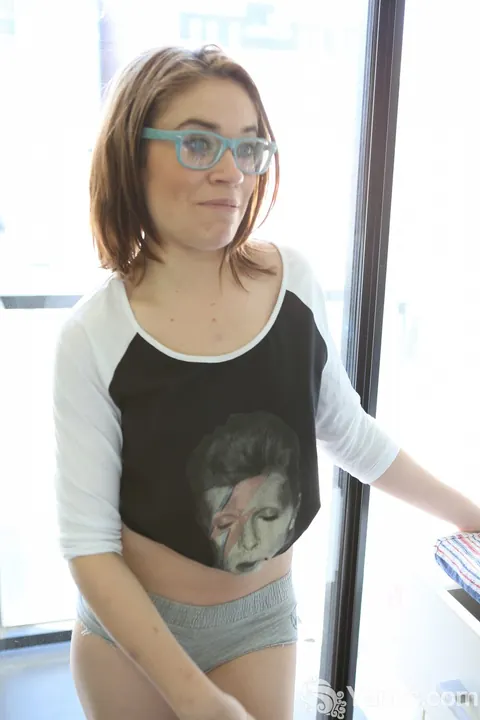 LUCIE BEE: Thick Redhead in Glasses and Panties Bares Her Big Natural Tits – photo 6 of 18