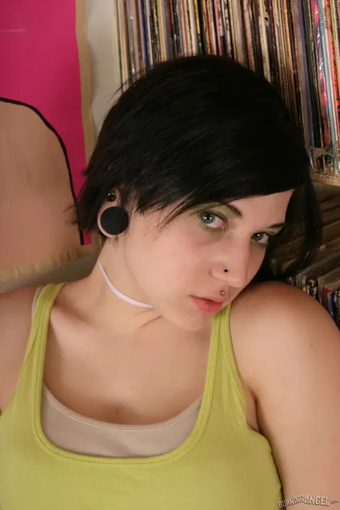 Kylee Kross: Short-Haired Brunette Latina Strips Off Her Glasses and Spreads Her Pussy – photo 17 of 17