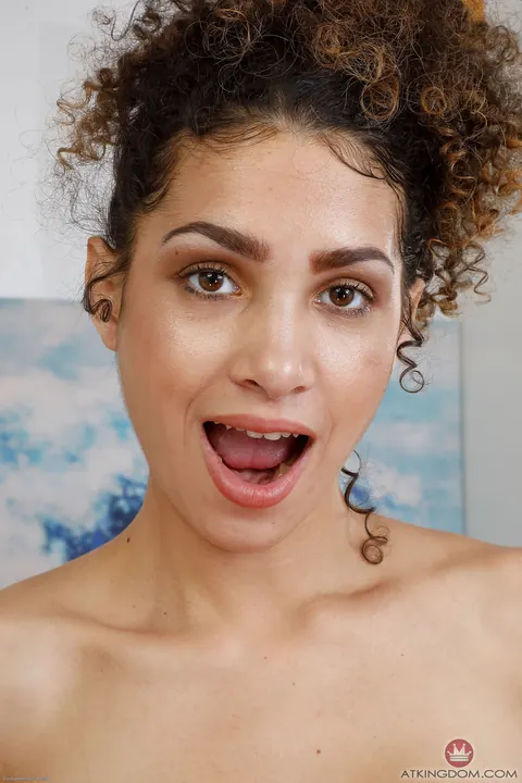 Gia Gelato: Curly Latina Pulls Panties Aside and Spreads Her Shaved Pussy – photo 8 of 21