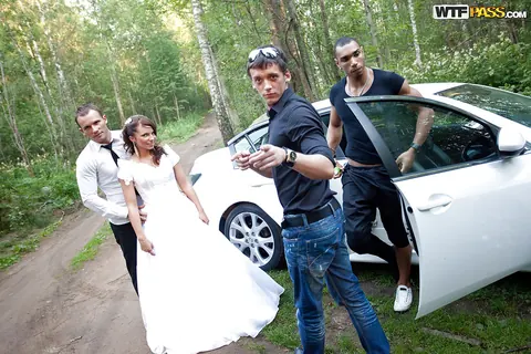 Lupe Burnett: Redhead Bride in Uniform Takes Outdoor Gangbang with Anal – photo 3 of 16