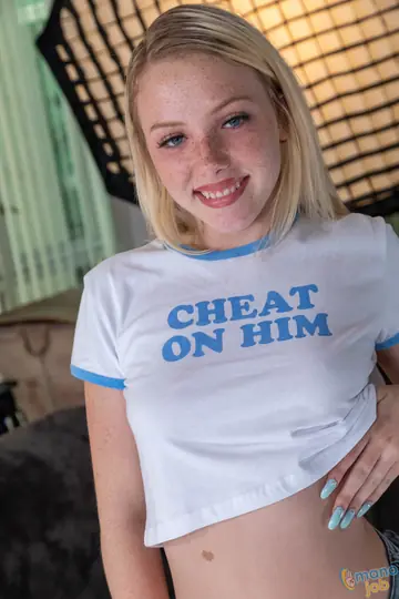 Blonde in Shorts and Heels Lubricates Cock for a Handjob Cumshot