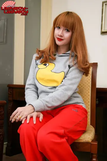 Asian Trans Redhead Poses Nude Showing Her Erection
