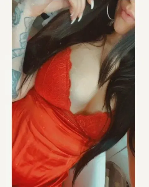 Brunette Peels Off Her Red Lingerie and Poses Nude – photo 13 of 18