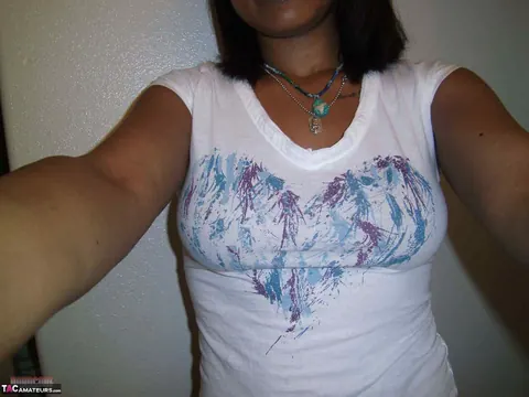 Ebony Brunette Shows Her Big Tattooed Tits and Shaved Pussy – photo 3 of 16