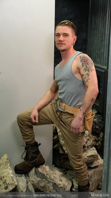 Two Men Kiss and Fuck on a Construction Site