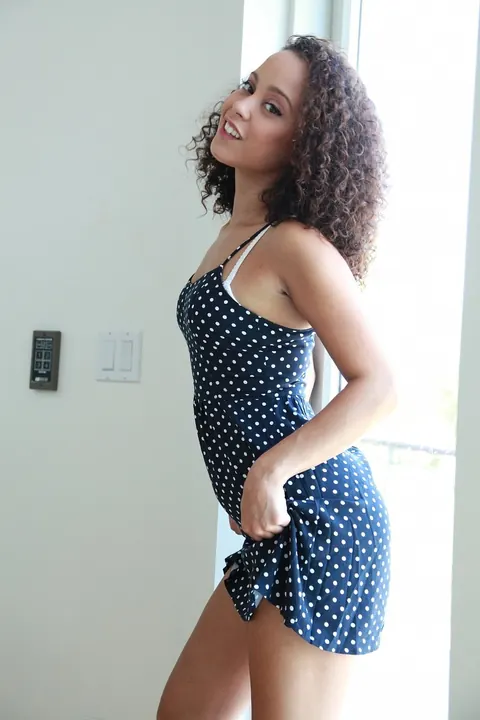 Mia Austin: Curly Latina Strips Off Her Skirt and Panties in High Heels – photo 2 of 16