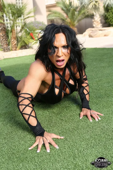 Rhonda Lee: Busty Mature Brunette Spreads on the Lawn in Bondage Restraints – photo 11 of 18