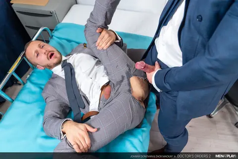 Doctor Leads Bareback Anal Threesome Ending in Gay Cumshots – photo 21 of 21