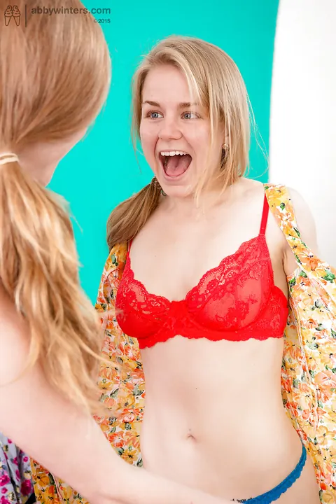 Busty Redhead in Lingerie Fingers and Licks Partner's Pussy – photo 1 of 16