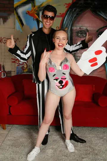 Blonde in Glasses Gives a Blowjob Then Rides Reverse Cowgirl