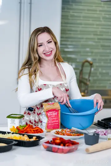 Blonde MILF Takes a Facial After Sex in the Kitchen